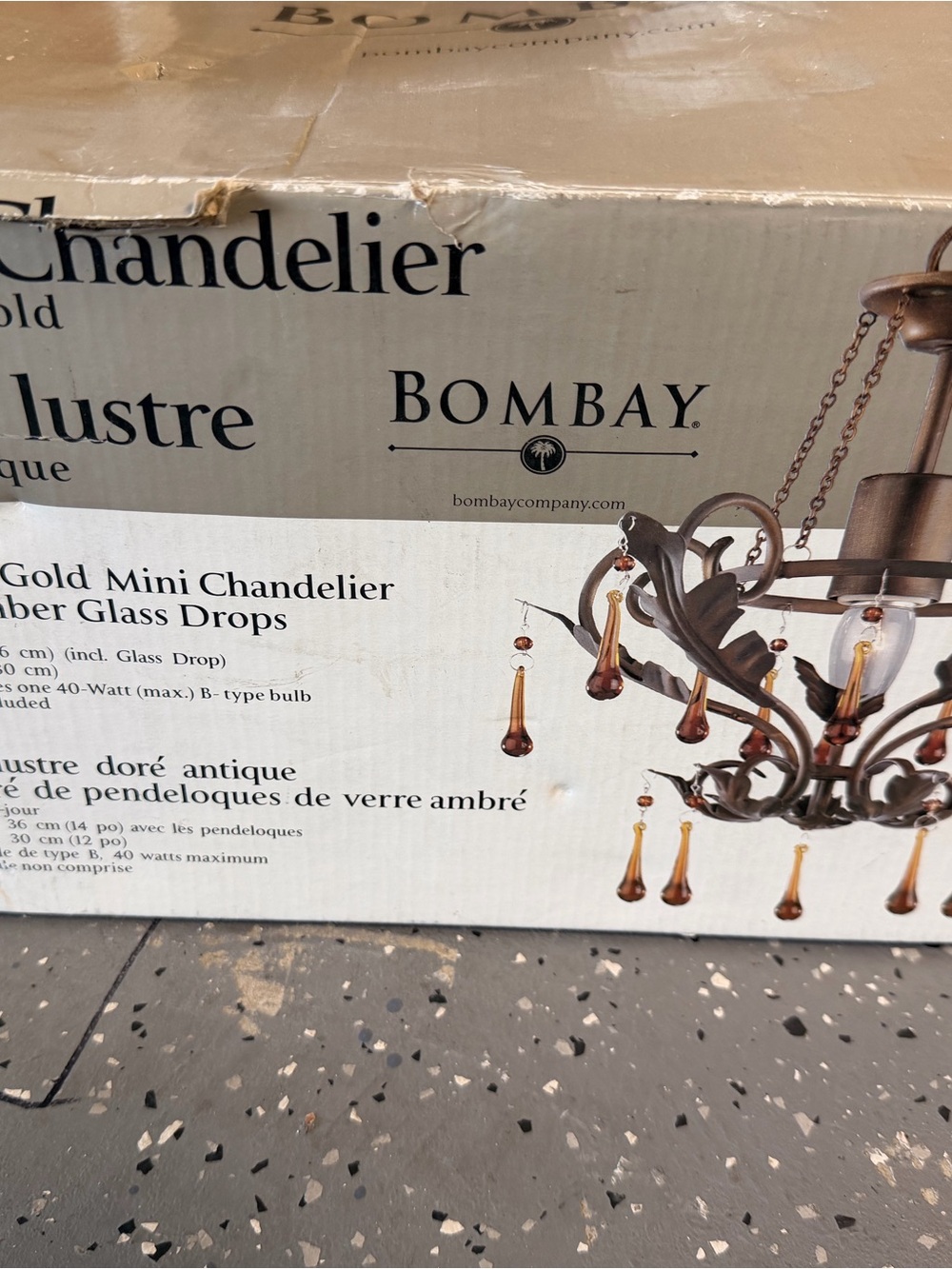 Bombay Gold Mini Chandelier with Amber Glass Drops